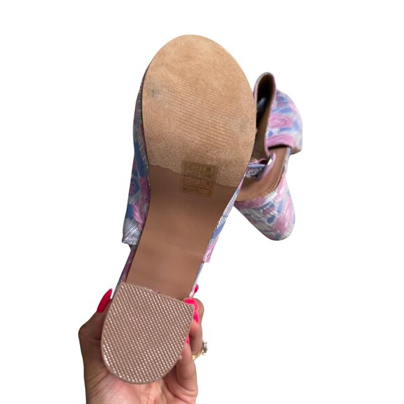 ASHLEY STEWART Rose Print Platform Slingback Heels Size 11W - Picture 7 of 12
